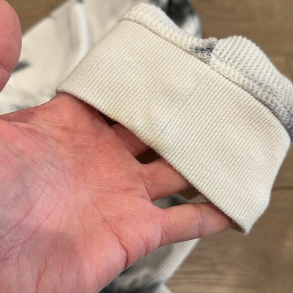 ZYIA ACTIVE White Gray Hexrix Thermal Pocket Tie Dye Waffle Knit Hoodie Size S - Picture 10 of 10